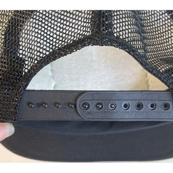 Trucker Hat w/ Crochet Flamingo Granny Square Style Adjustable Handmade Black - Picture 6 of 7